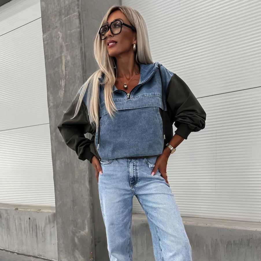 Veste en jean à capuche