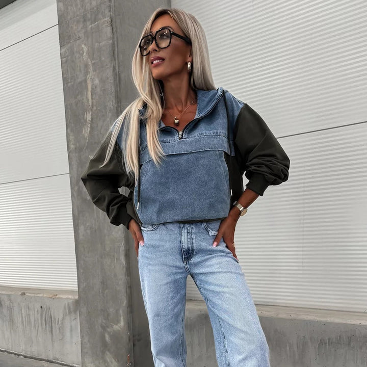 Veste en jean à capuche