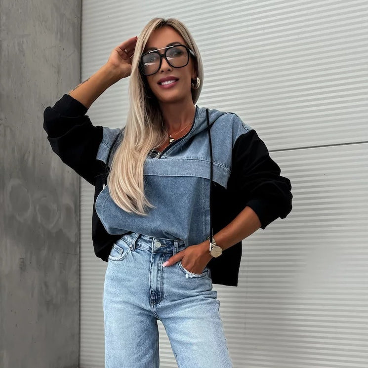 Veste en jean à capuche