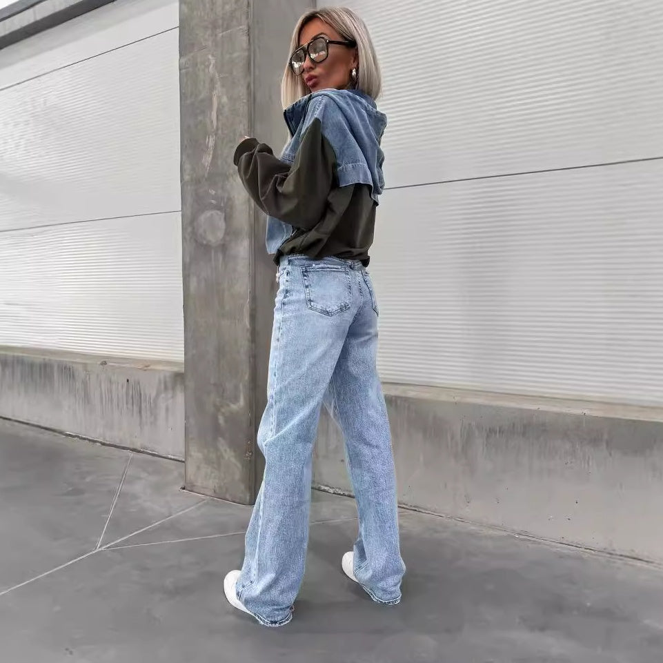 Veste en jean à capuche