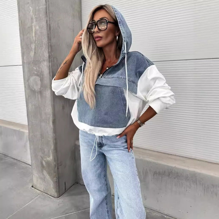 Veste en jean à capuche