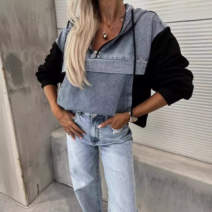Veste en jean à capuche
